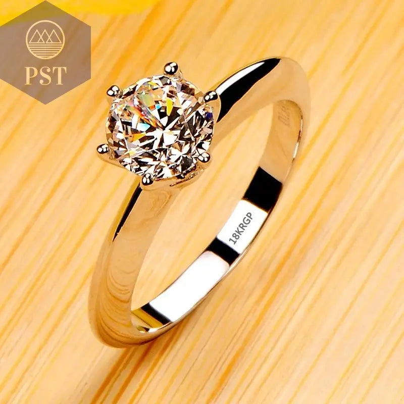 18K White Gold Zirconia Ring PST PS Tradings PST PS Tradings 9-R168 PST PS Tradings 18K White Gold Zirconia Ring