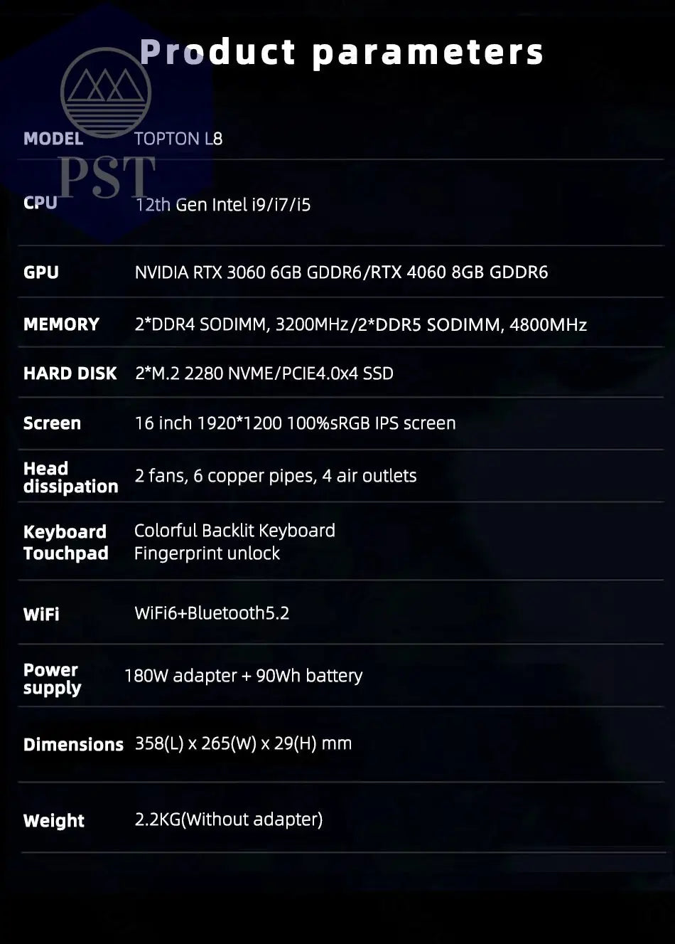 Gaming Laptop 16 Zoll Intel i9 RTX 4060 PST PS Tradings Laptop Topton PST PS Tradings