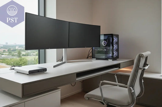 Premium PC-Setup 2026 mit Dual-Monitor, Docking-Station und ergonomischem Arbeitsplatz