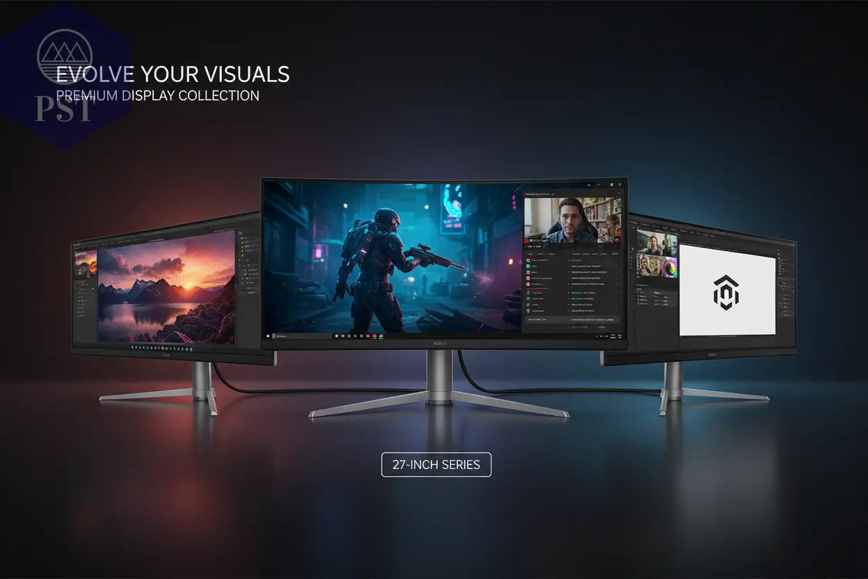 27 Zoll Monitor Curved  vs Flat - 27" Monitore 4K, WQHD, QHD, FHD für Office, Creator & Gaming - PS Tradings