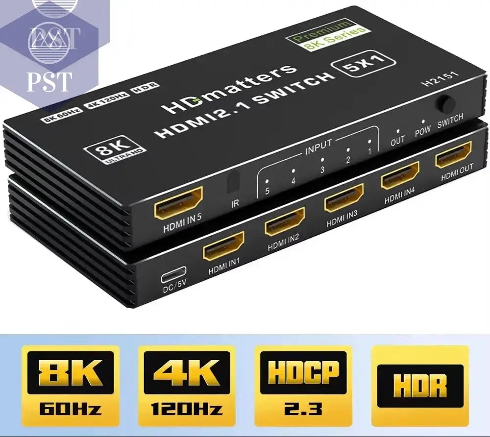 HDMI 2.1 Switch Splitter 120 Hz 5-Port HDMI 4K 120 Hz Splitter Switcher CEC 48 Gbit/S HDMI 2.1 Switch 8K Mit Fernbedienung HDMI HDR 8K 4K PST PS Tradings  PST PS Tradings  PST PS Tradings HDMI 2.1 Switch Splitter 120 Hz 5-Port HDMI 4K 120 Hz Splitter Switcher CEC 48 Gbit/S HDMI 2.1 Switch 8K Mit Fernbedienung HDMI HDR 8K 4K