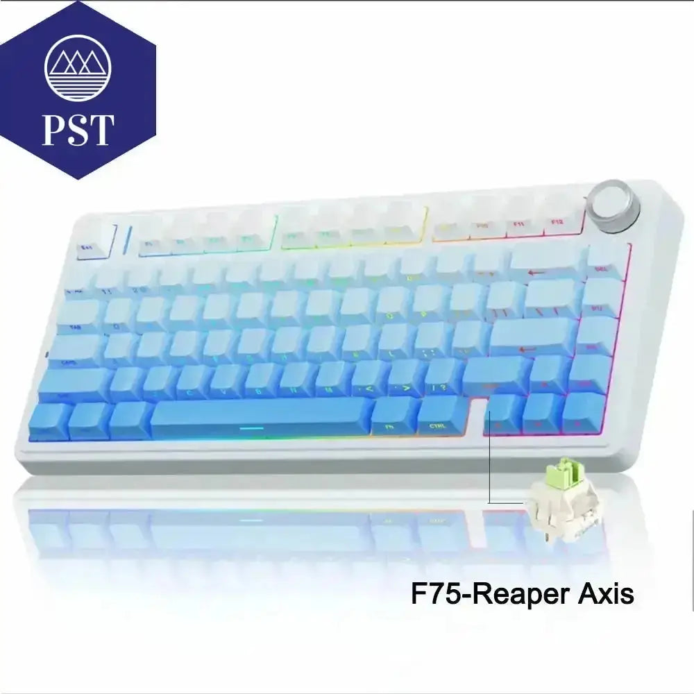 AULA F75 Gaming Tastatur - RGB, kabellos & kabelgebunden PST PS Tradings  Cloud Blue / Gray Switch AULA F75 Gaming Tastatur - RGB, kabellos & kabelgebunden