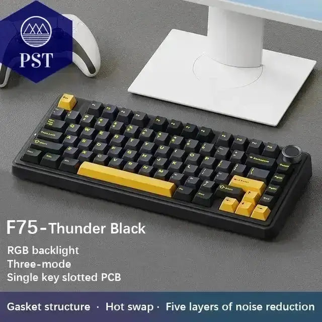 AULA F75 Gaming Tastatur - RGB, kabellos & kabelgebunden PST PS Tradings  Thunder Black / Gray Switch AULA F75 Gaming Tastatur - RGB, kabellos & kabelgebunden