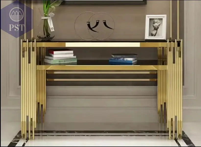 Luxus Gold Konsole mit Spiegel für Flur & WohnMöbel PST PS Tradings  PST PS Tradings