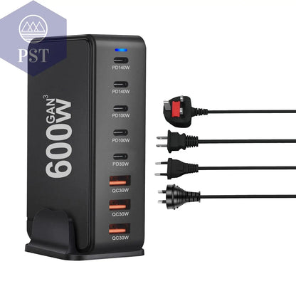 NEUES 600W Gan Fast Charge 3.0 USB Typ C Schnellladegerät Mobiles 8-Port 5C3A Pd-Ladegerät Bequem Zum Tragen Von Tablet-Ladegeräten