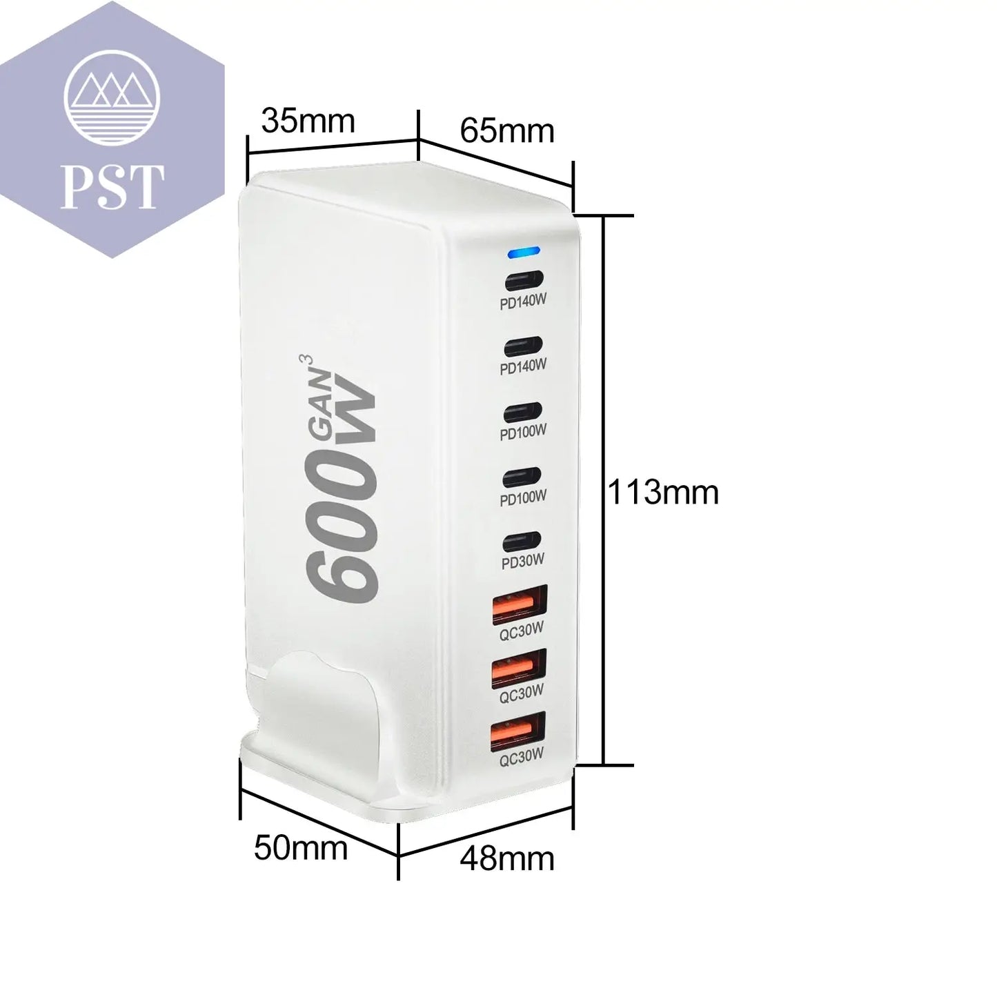 NEUES 600W Gan Fast Charge 3.0 USB Typ C Schnellladegerät Mobiles 8-Port 5C3A Pd-Ladegerät Bequem Zum Tragen Von Tablet-Ladegeräten