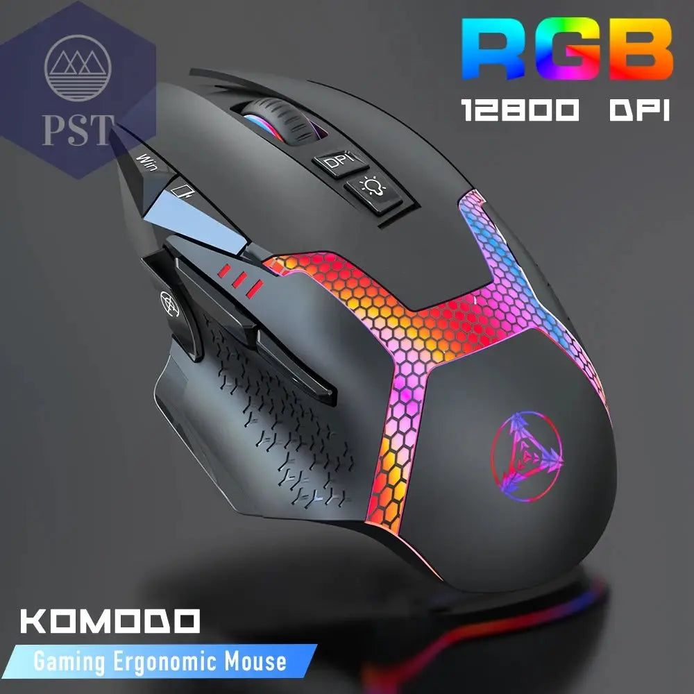 RGB Gaming Maus 12800 DPI Wireless Mouse for Gamer PS Tradings
