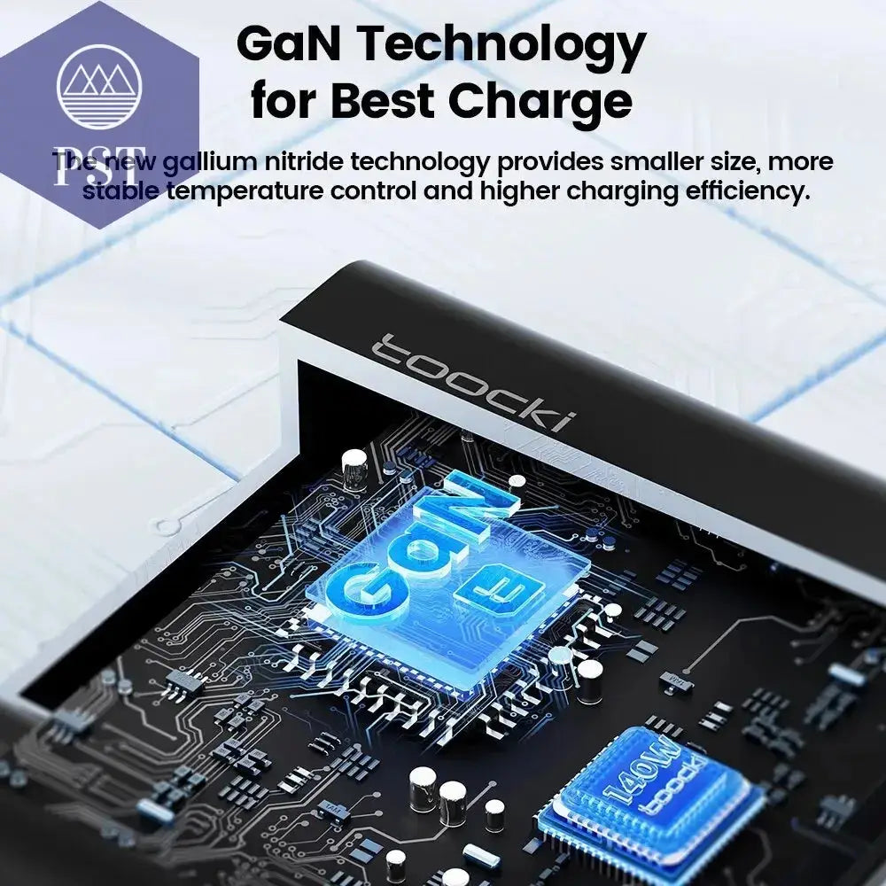 Toocki 140W GaN USB Charger 5in1 Desktop Fast Charge PST PS Tradings   Toocki 140W GaN USB Charger 5in1 Desktop Fast Charge