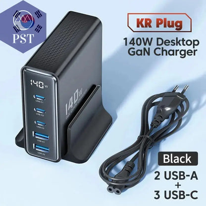 Toocki 140W GaN USB Charger 5in1 Desktop Fast Charge PST PS Tradings   Toocki 140W GaN USB Charger 5in1 Desktop Fast Charge