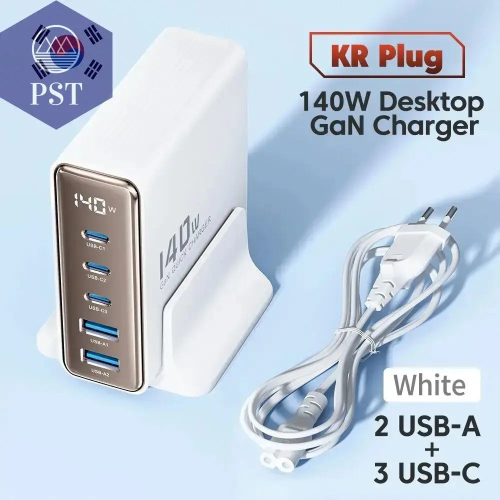 Toocki 140W GaN USB Charger 5in1 Desktop Fast Charge PST PS Tradings   Toocki 140W GaN USB Charger 5in1 Desktop Fast Charge