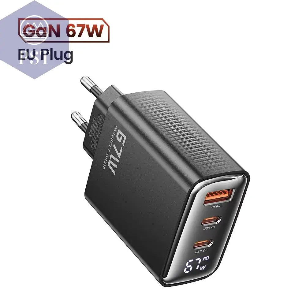 Toocki 67 W Gan USB Typ C Ladegerät Digitalanzeige 65 W 45 W PPS PD QC4.0 Schnellladung Für Macbook Laptop IPAD Tablet Iphone 15 14