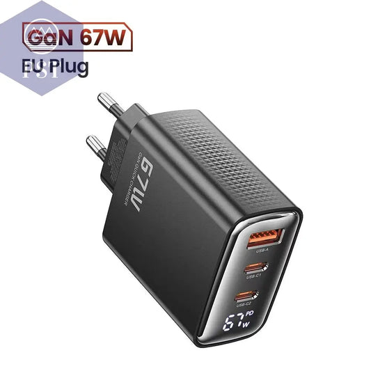 Toocki 67 W Gan USB Typ C Ladegerät Digitalanzeige 65 W 45 W PPS PD QC4.0 Schnellladung Für Macbook Laptop IPAD Tablet Iphone 15 14