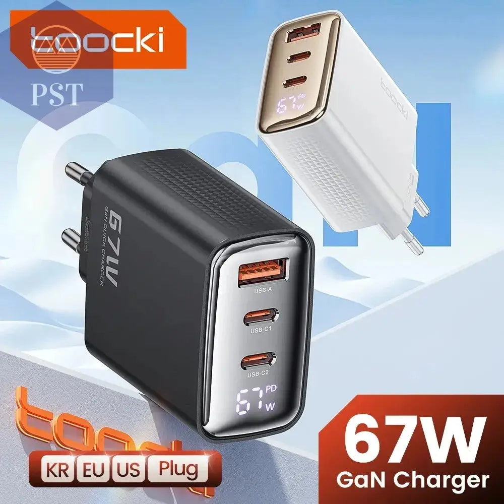 Toocki 67 W Gan USB Typ C Ladegerät Digitalanzeige 65 W 45 W PPS PD QC4.0 Schnellladung Für Macbook Laptop IPAD Tablet Iphone 15 14
