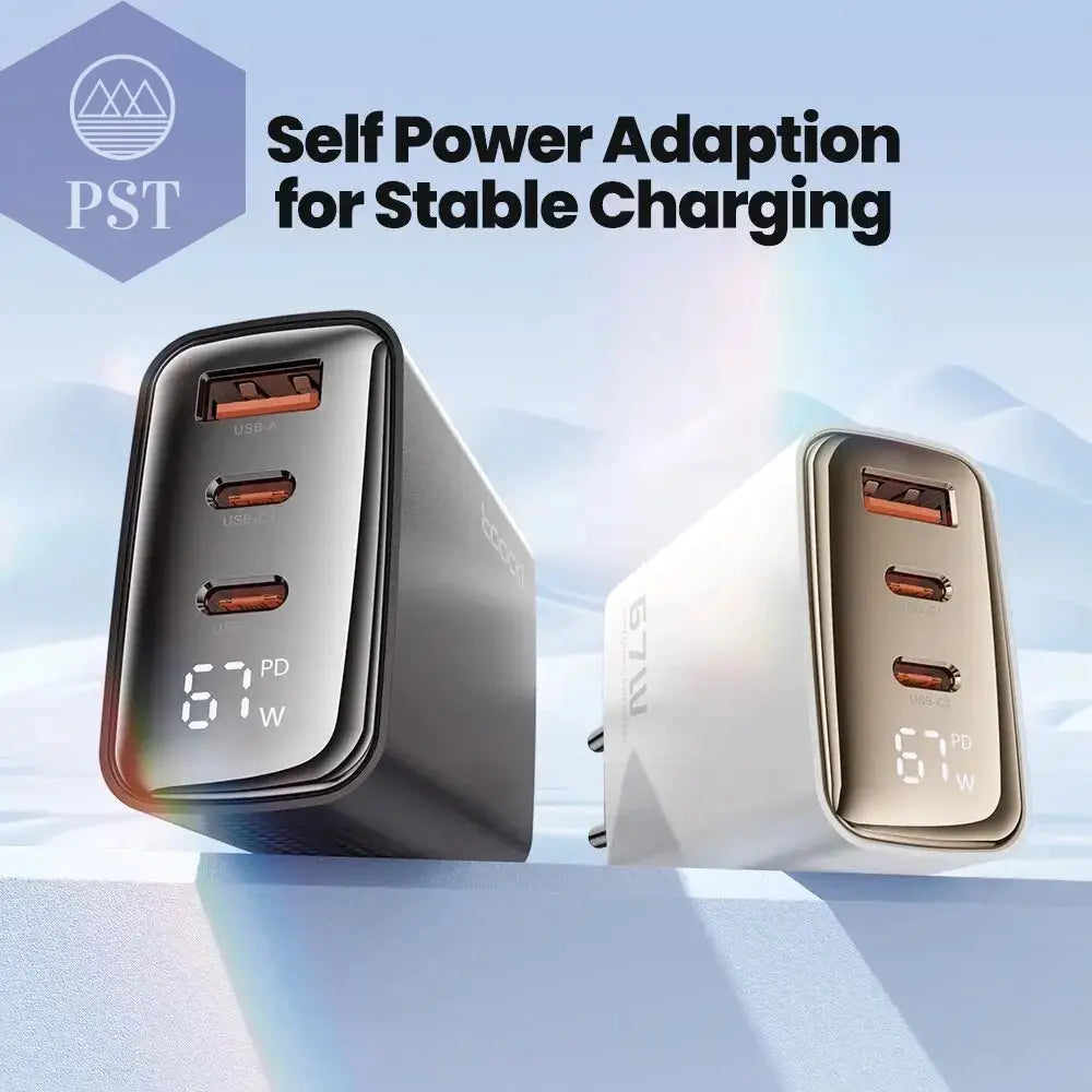 Toocki 67 W Gan USB Typ C Ladegerät Digitalanzeige 65 W 45 W PPS PD QC4.0 Schnellladung Für Macbook Laptop IPAD Tablet Iphone 15 14