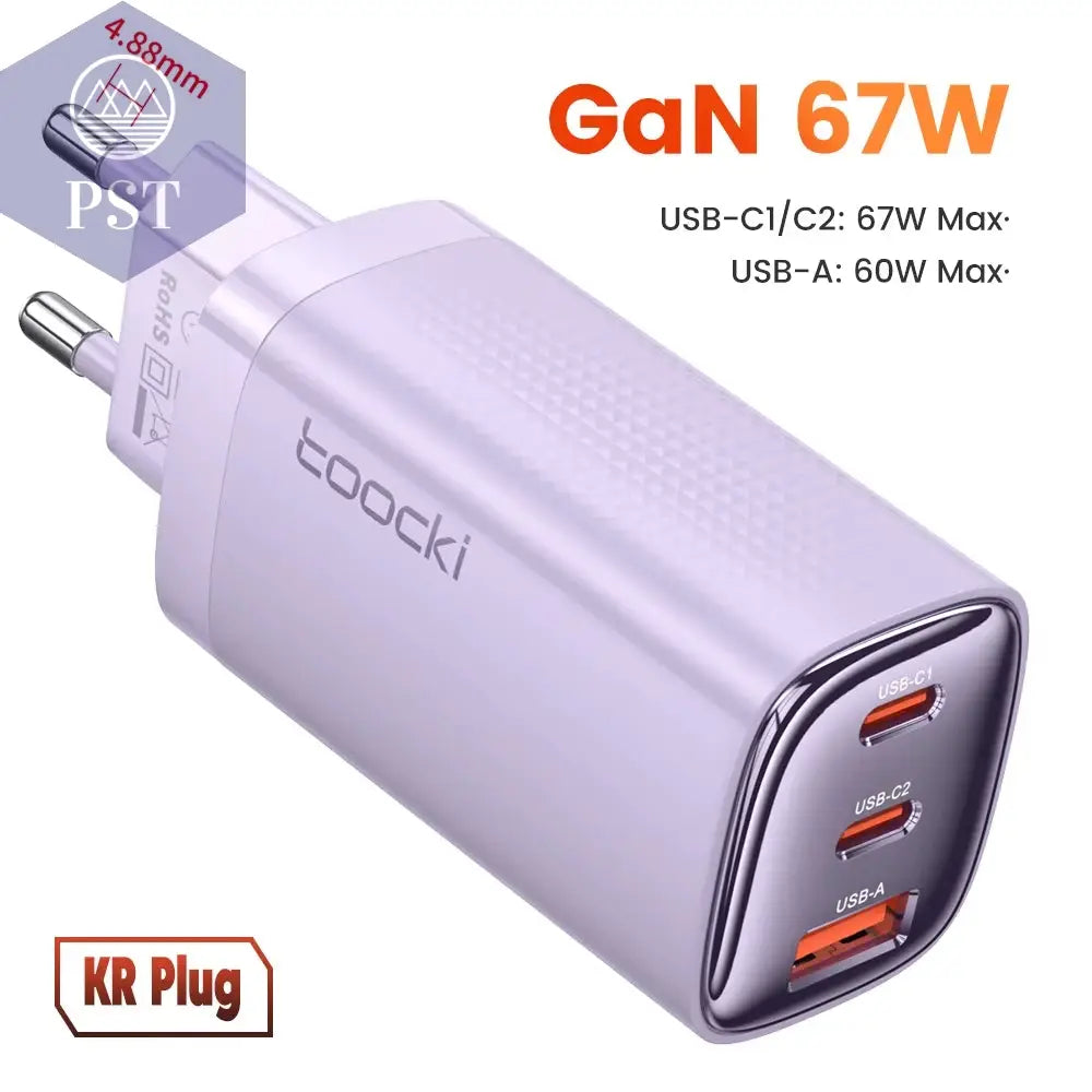 Toocki 67 W Gan USB Typ C Ladegerät Digitalanzeige 65 W 45 W PPS PD QC4.0 Schnellladung Für Macbook Laptop IPAD Tablet Iphone 15 14
