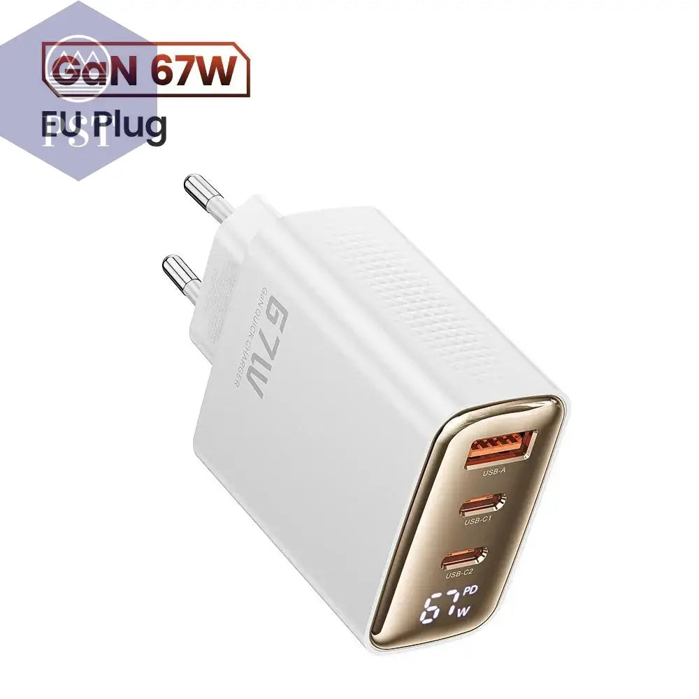 Toocki 67 W Gan USB Typ C Ladegerät Digitalanzeige 65 W 45 W PPS PD QC4.0 Schnellladung Für Macbook Laptop IPAD Tablet Iphone 15 14
