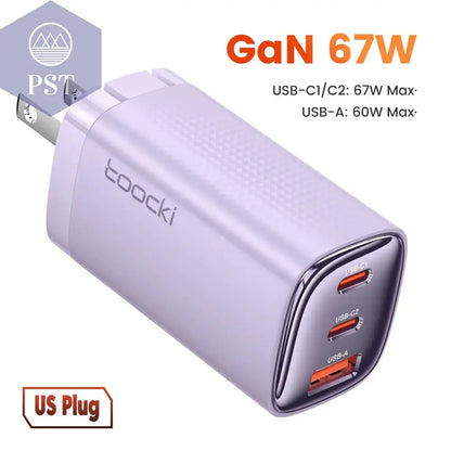 Toocki 67 W Gan USB Typ C Ladegerät Digitalanzeige 65 W 45 W PPS PD QC4.0 Schnellladung Für Macbook Laptop IPAD Tablet Iphone 15 14