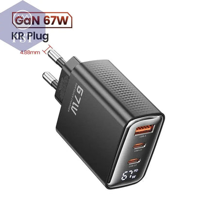 Toocki 67 W Gan USB Typ C Ladegerät Digitalanzeige 65 W 45 W PPS PD QC4.0 Schnellladung Für Macbook Laptop IPAD Tablet Iphone 15 14