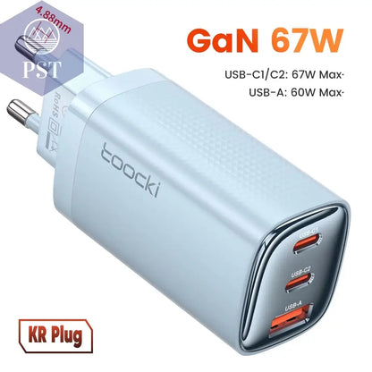 Toocki 67 W Gan USB Typ C Ladegerät Digitalanzeige 65 W 45 W PPS PD QC4.0 Schnellladung Für Macbook Laptop IPAD Tablet Iphone 15 14