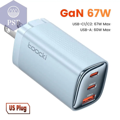 Toocki 67 W Gan USB Typ C Ladegerät Digitalanzeige 65 W 45 W PPS PD QC4.0 Schnellladung Für Macbook Laptop IPAD Tablet Iphone 15 14
